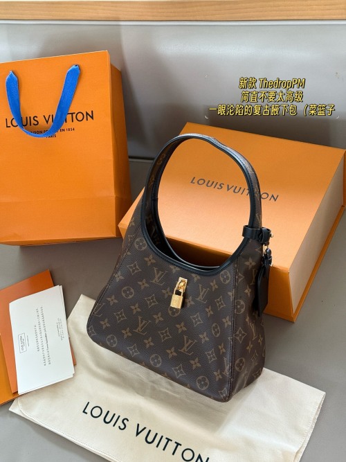 Louis Vuitton Thedrop PM Vintage Hobo Bag, Monogram Canvas, Brown 1 Louis Vuitton Thedrop PM Vintage Hobo Bag, Monogram Canvas, Brown