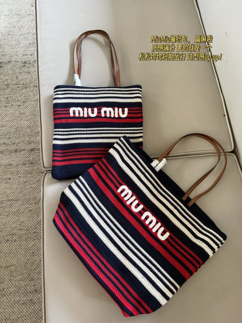 Miu Miu Crochet Tote Bag Striped Pattern, Casual Style, Perfect for Daily Use 1 Miu Miu Crochet Tote Bag Striped Pattern, Casual Style, Perfect for Daily Use