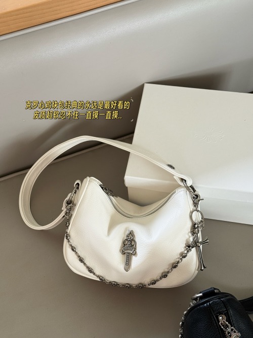 Chrome Hearts White Leather Chicken Nugget Bag with Silver Hardware 1 Chrome Hearts White Leather Chicken Nugget Bag with Silver Hardware