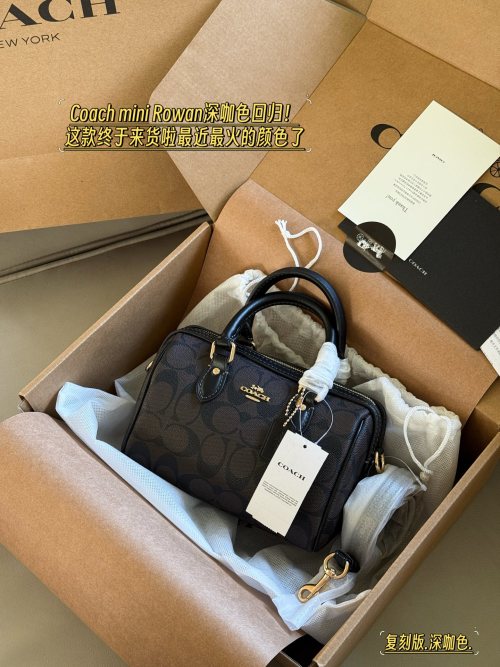 Coach Mini Rowan Satchel in Signature Canvas - Stylish Pillow Bag 1 Coach Mini Rowan Satchel in Signature Canvas - Stylish Pillow Bag