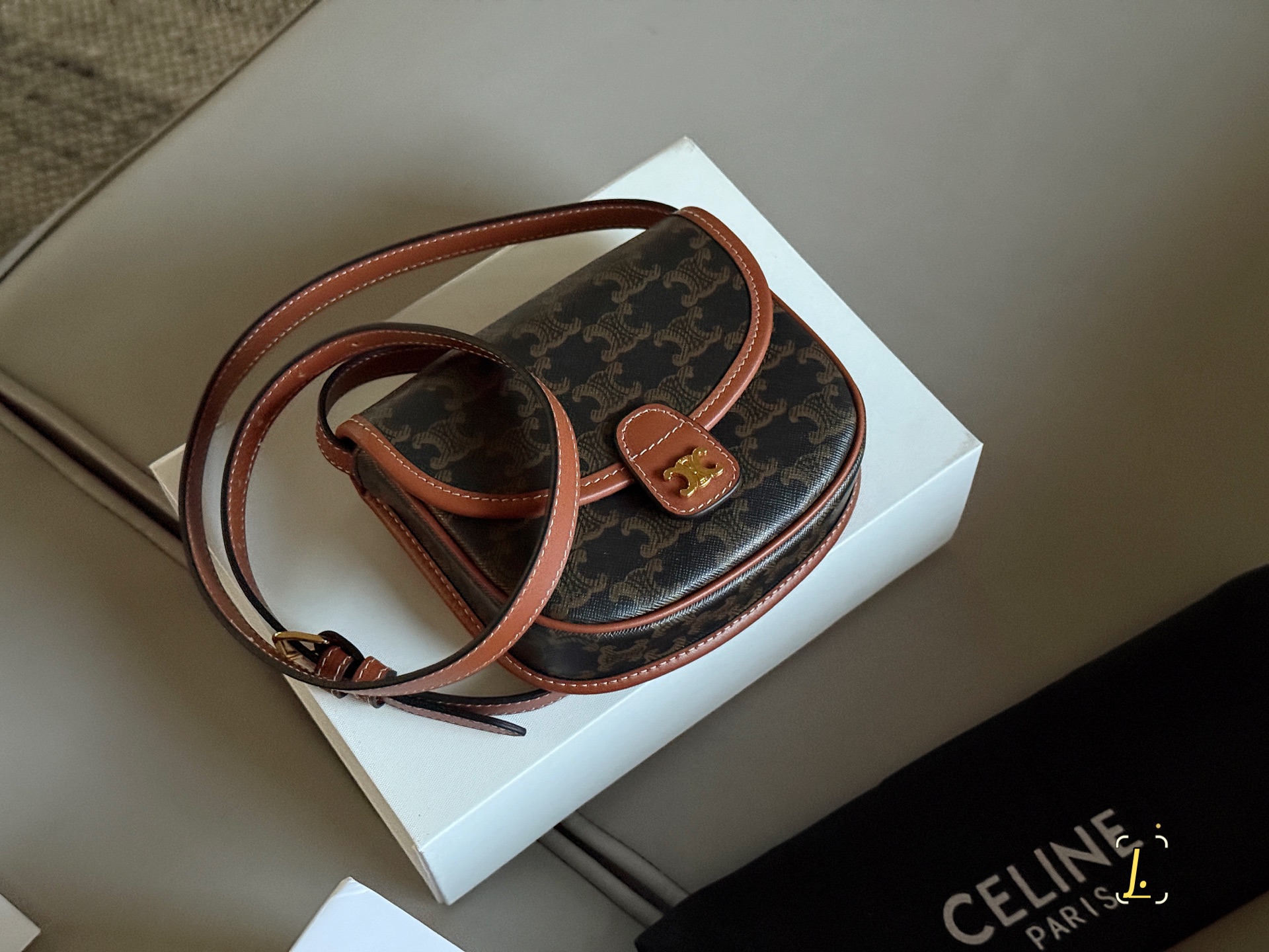 Bolso Bandolera Mini Besace Celine Triomphe en Lona y Piel de Becerro 4 i1754966183818 4069 0 2
