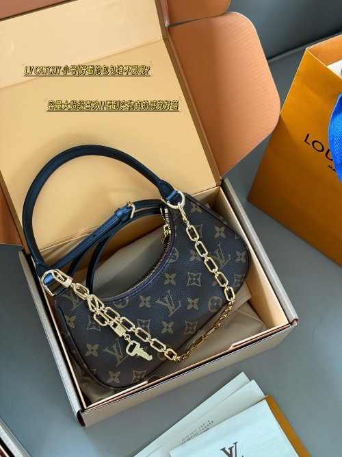 Louis Vuitton Catchy Monogram Canvas Handbag with Gold-Tone Hardware 1 Louis Vuitton Catchy Monogram Canvas Handbag with Gold-Tone Hardware