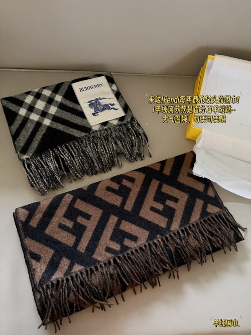 Fendi Wool Scarf, Double-Sided, Soft and Warm - Luxurious Caramel Tone 1 Fendi Wool Scarf, Double-Sided, Soft and Warm – Luxurious Caramel Tone