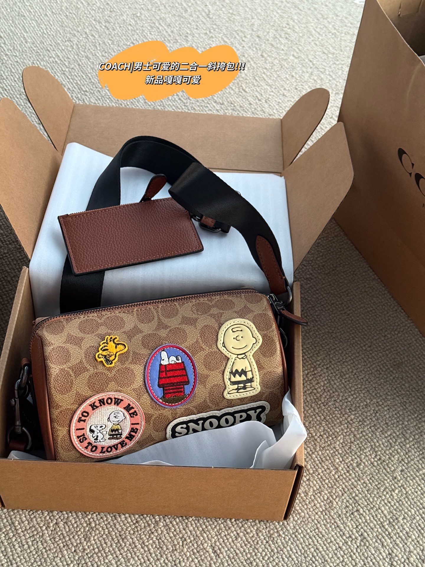 Tamaño de la caja: 21.5*12cm Coach c nueva colección de outlet clásico logotipo AXEL cámara 2 en 1 bolso Coach X Peanut…