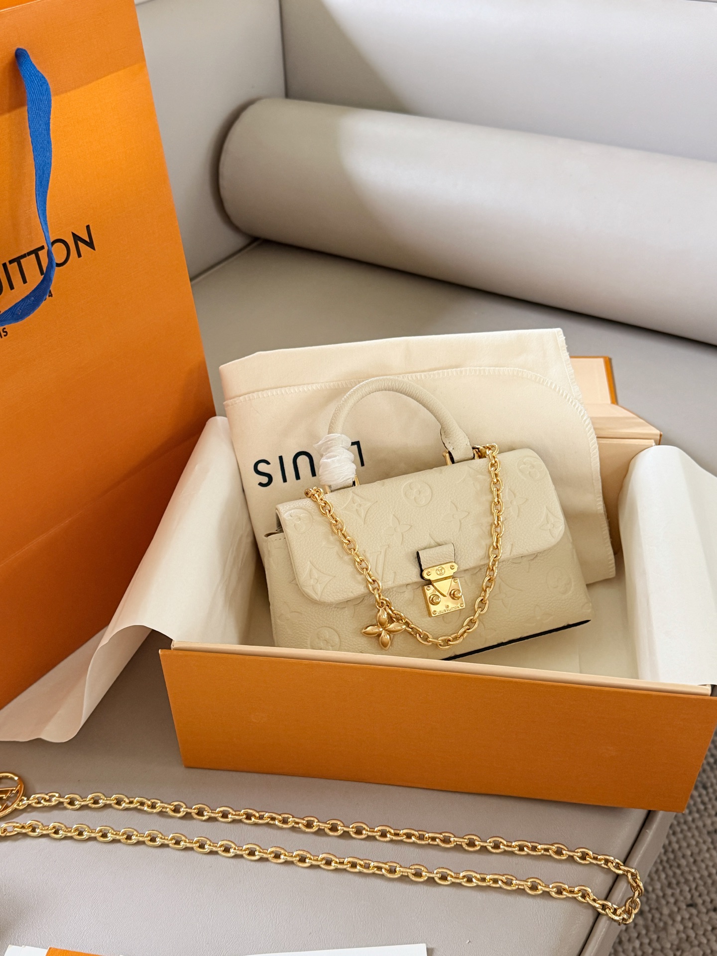Louis Vuitton Madeleine Cream Monogram Empreinte leather mini shoulder