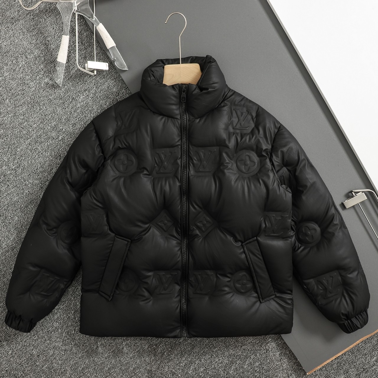 Louis Vuitton SS25 Embossed Monogram Padded Down Jacket - Black