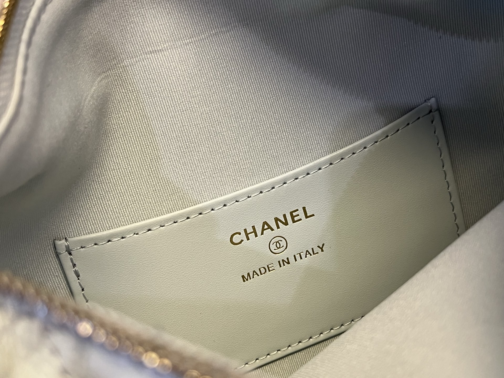 Chanel 25s Pearl Chain Hula Hoop Bag, Light Blue Quilted Leather 10 i1745133111632 7755 0 8