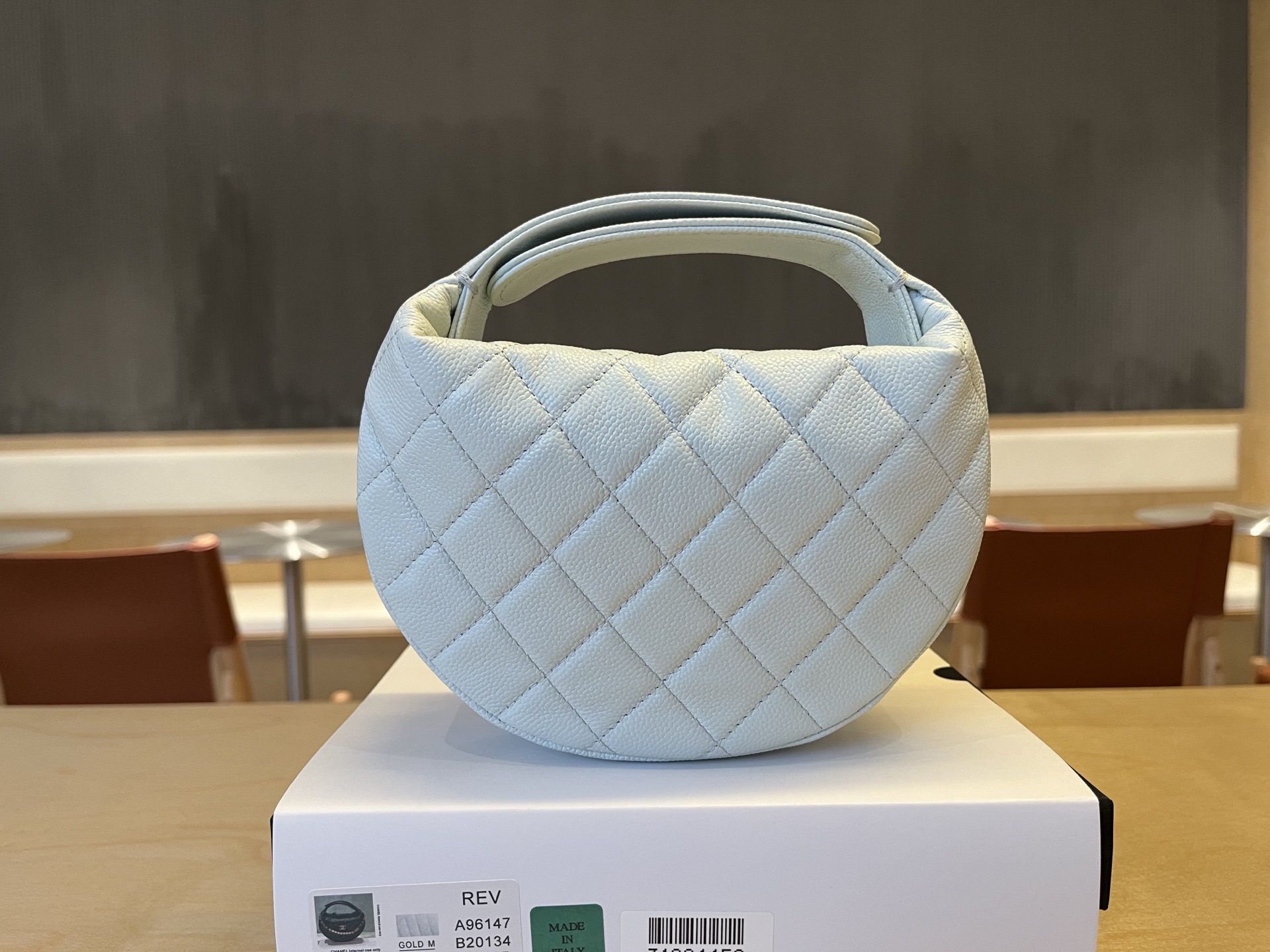 Chanel 25s Pearl Chain Hula Hoop Bag, Light Blue Quilted Leather 4 i1745133111702 1098 0 2
