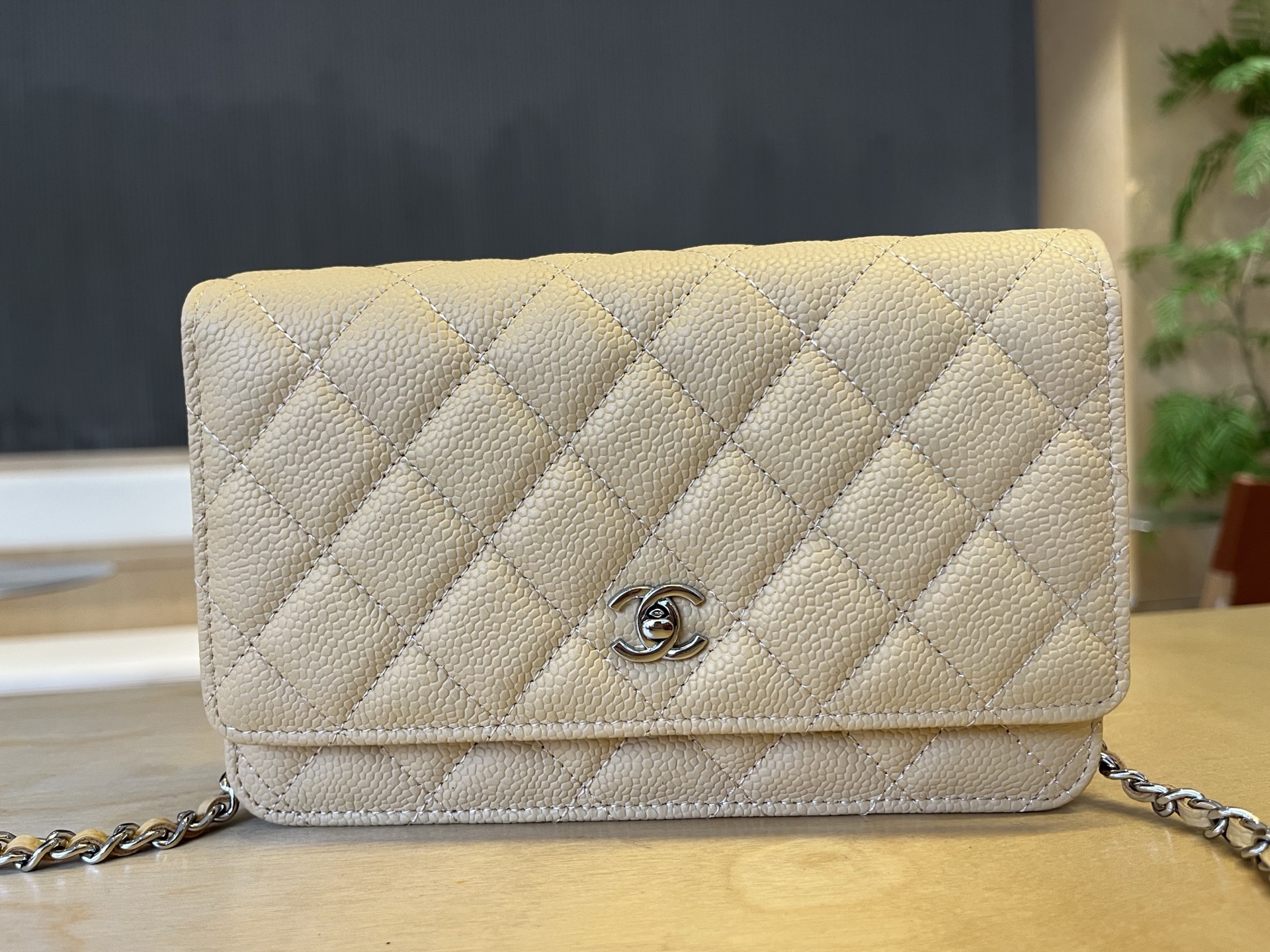 Chanel WOC Chain Wallet, Caviar Leather, Beige, Classic Design 2 i1750091789921 8267 0 1