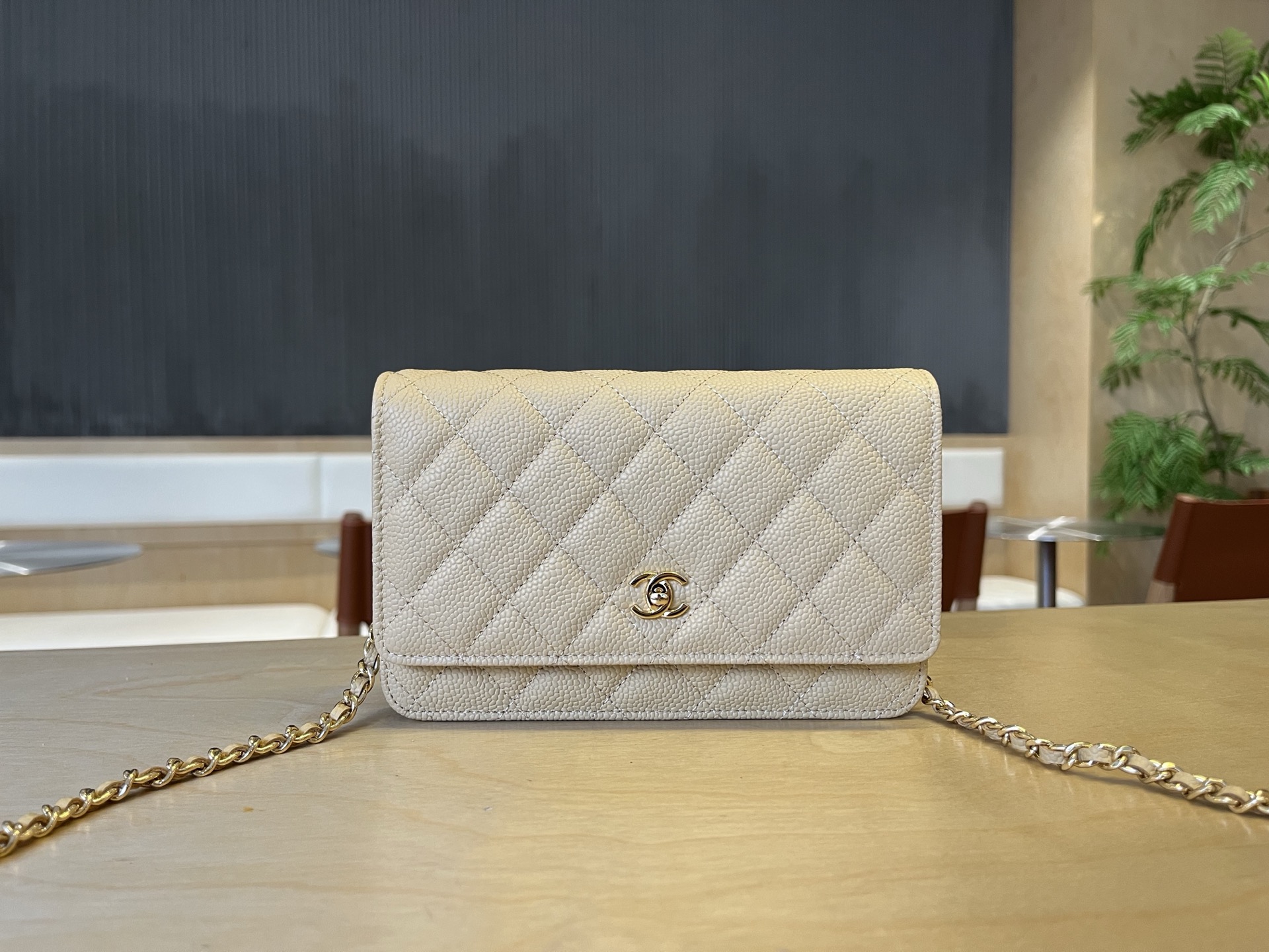 Chanell 25cm WOC Chain Bag Caviar Leather Wallet On Chain - Champagne 1 i1750091811464 16 0 0