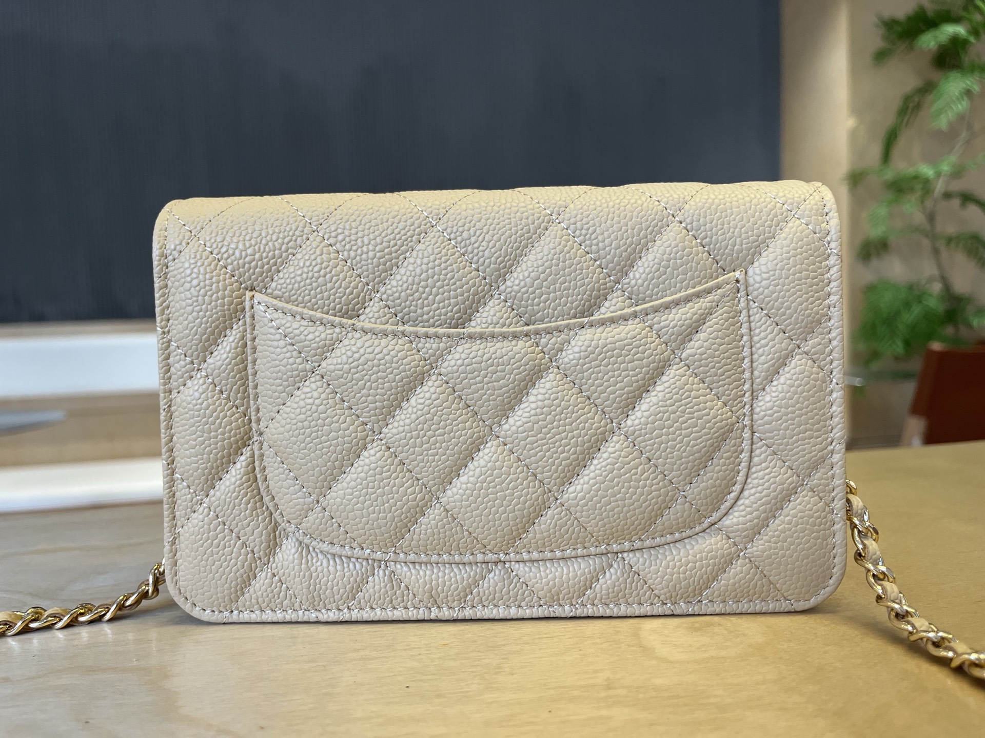 Chanell 25cm WOC Chain Bag Caviar Leather Wallet On Chain - Champagne 3 i1750091811597 8717 0 2