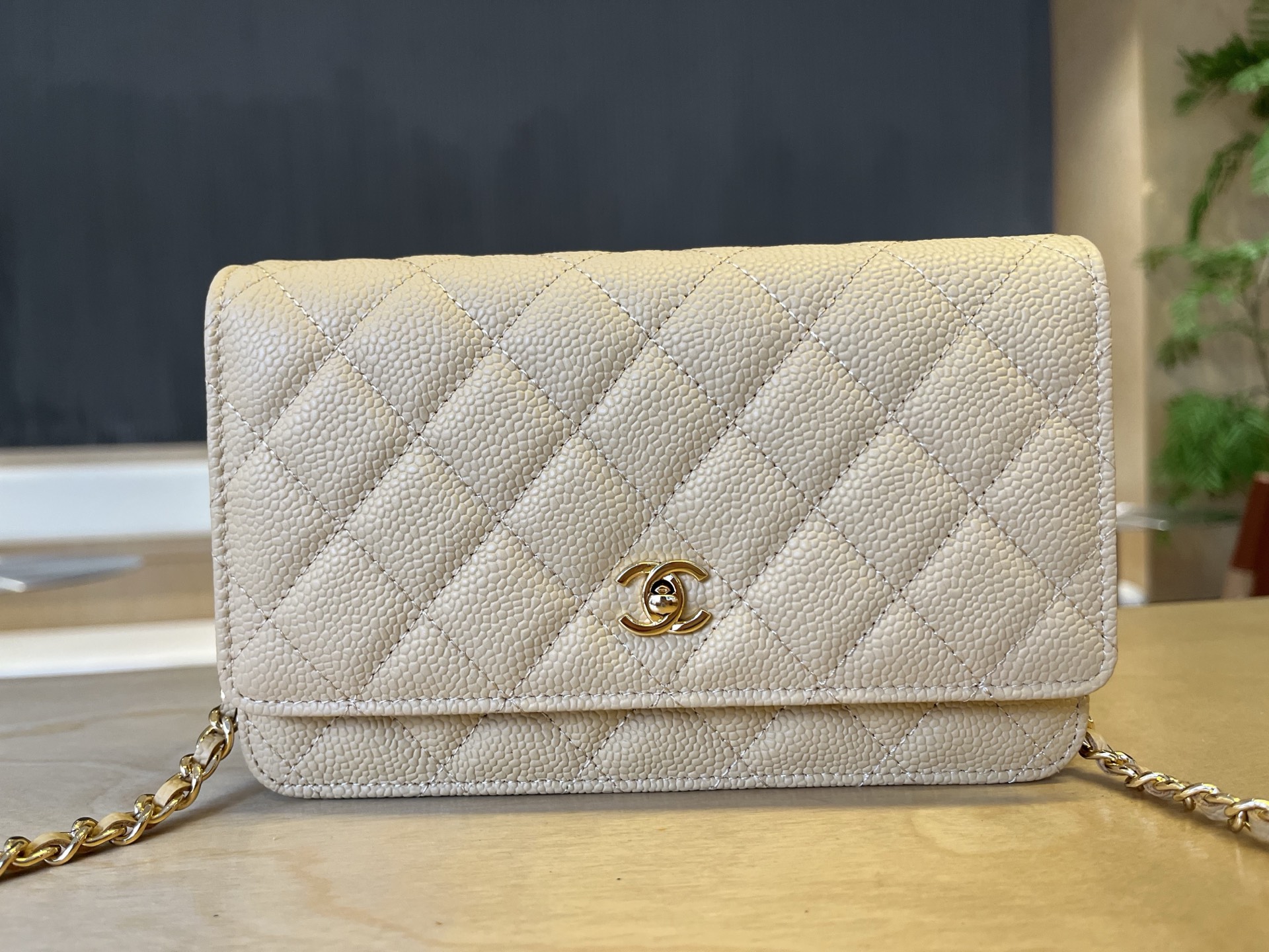 Chanell 25cm WOC Chain Bag Caviar Leather Wallet On Chain - Champagne 2 i1750091812647 5409 0 1