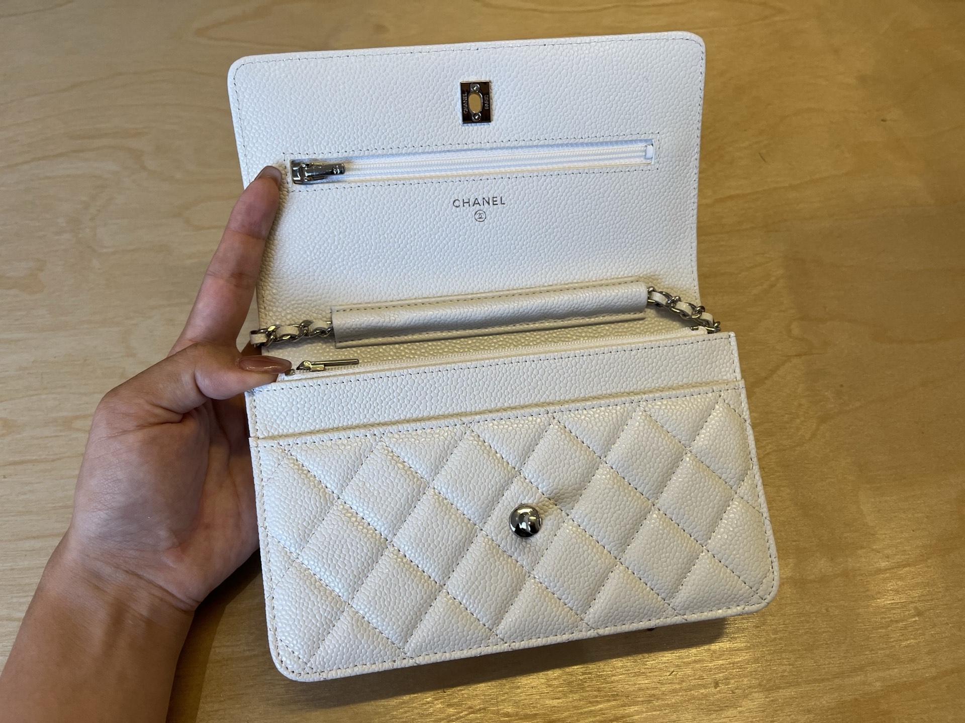 Chanel WOC Wallet on Chain Bag - White Caviar Leather, Silver Hardware 6 i1750099438679 7013 0 5