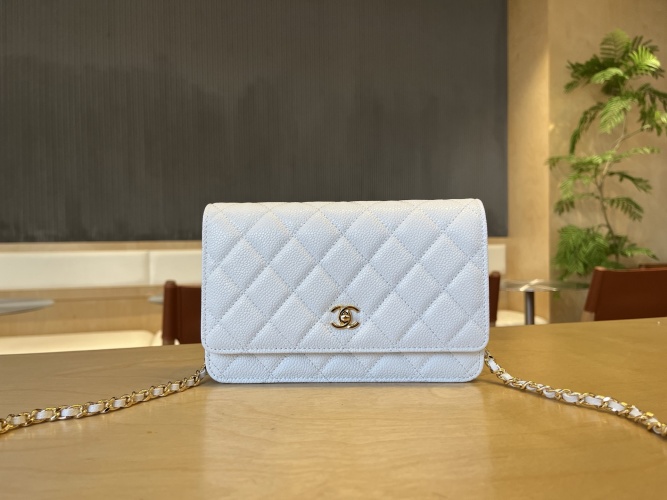 Chanel 25cm WOC Chain Bag, Caviar Leather Wallet On Chain - White 1 Chanel 25cm WOC Chain Bag, Caviar Leather Wallet On Chain - White