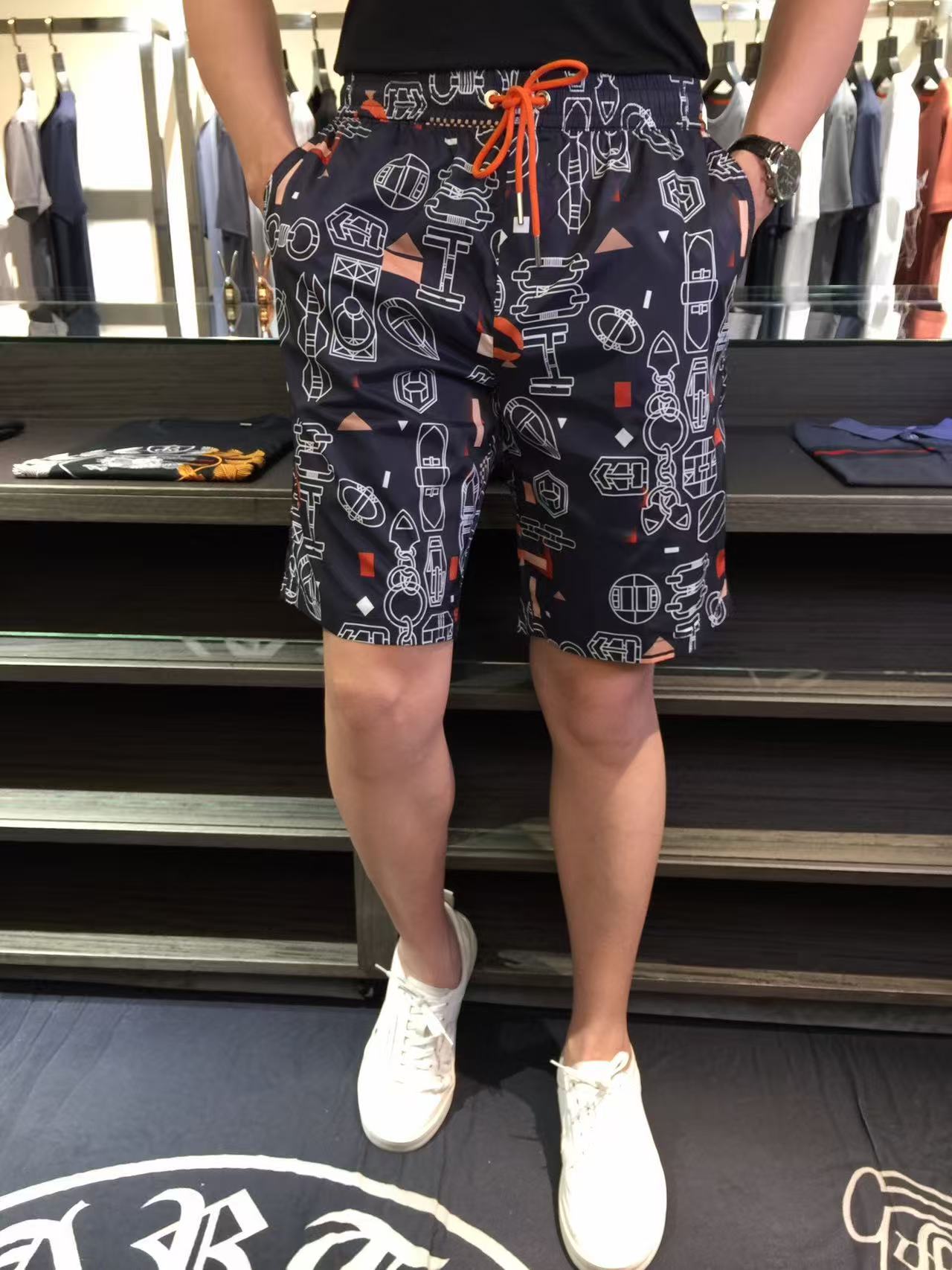 Fashionable Turkish Cotton Shorts: Comfortable, Stylish, High Quality, Luxurious Design, Silver Waist Detail.