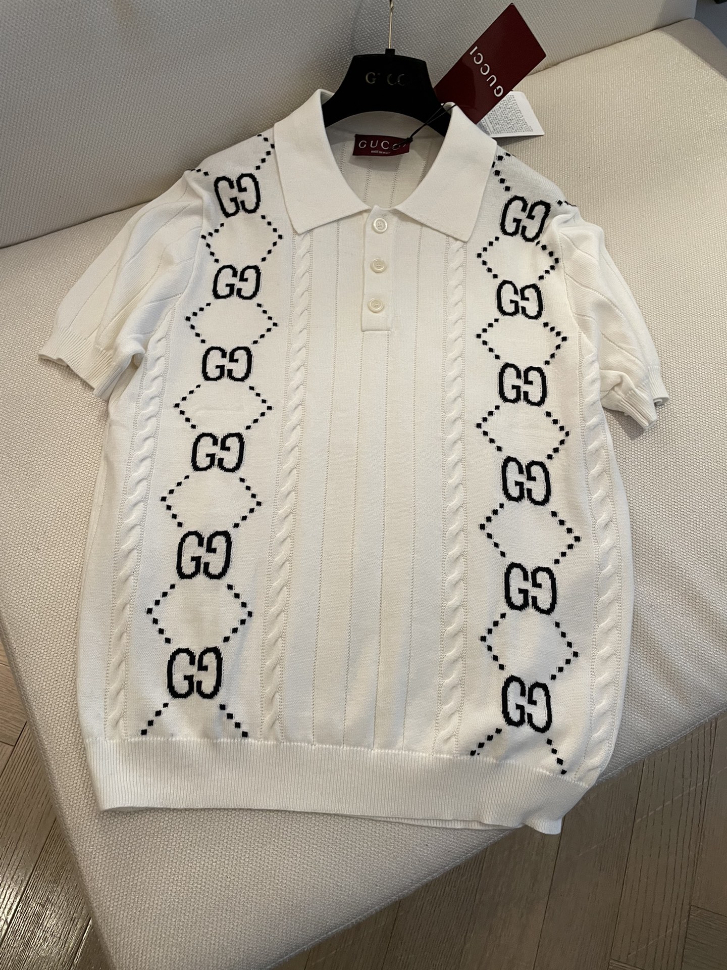 Gucci Flawless
 Clothing Polo Black White Weave Cotton Knitting Summer Collection