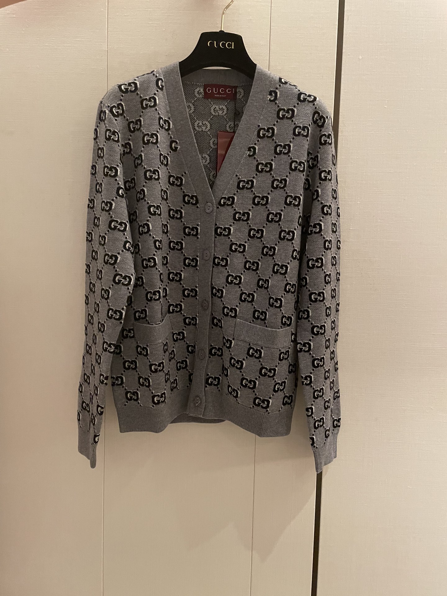 Gucci Clothing Cardigans Black Grey White Wool Fall Collection