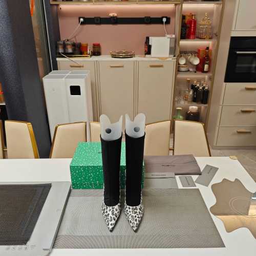 Balenciaga Leopard Print Stretch Fabric Mid-Calf Boots - Limited Edition 10 Balenciaga Leopard Print Stretch Fabric Mid-Calf Boots - Limited Edition