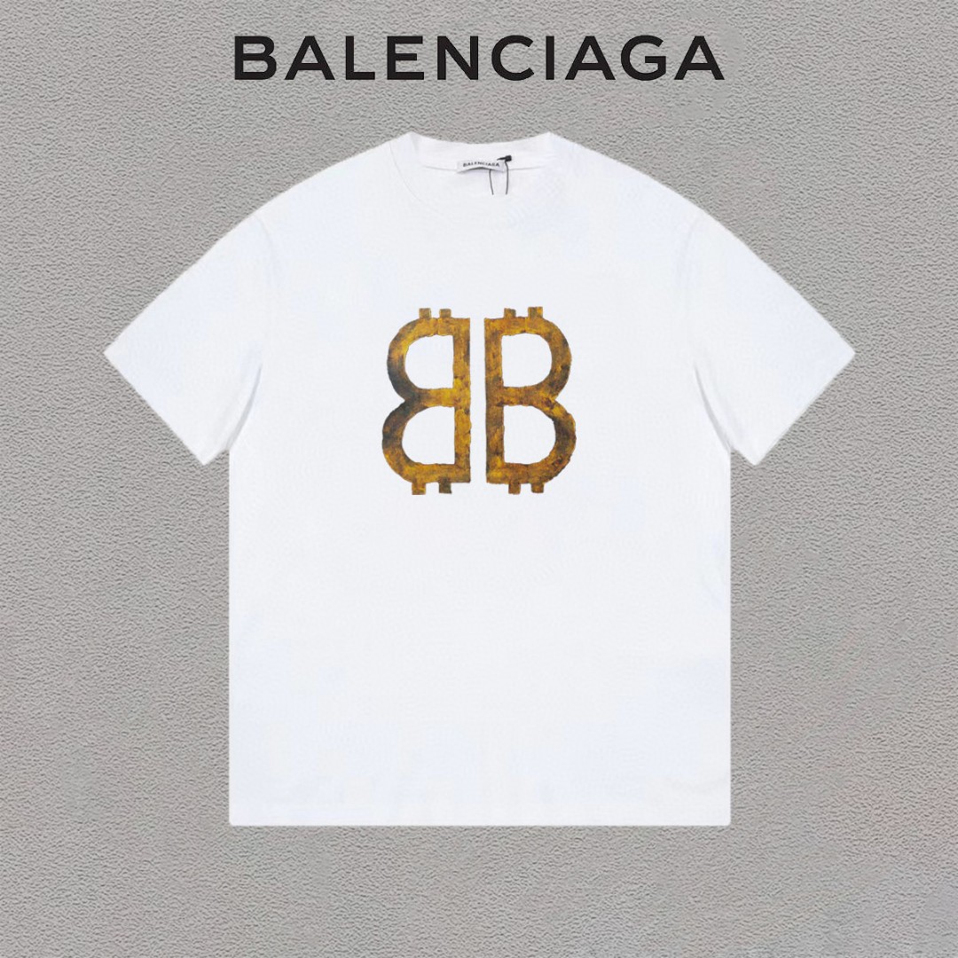 P75 Balenciaga/París camiseta de manga corta de cuello redondo simple con letras de logo identificativas unisex, etique…