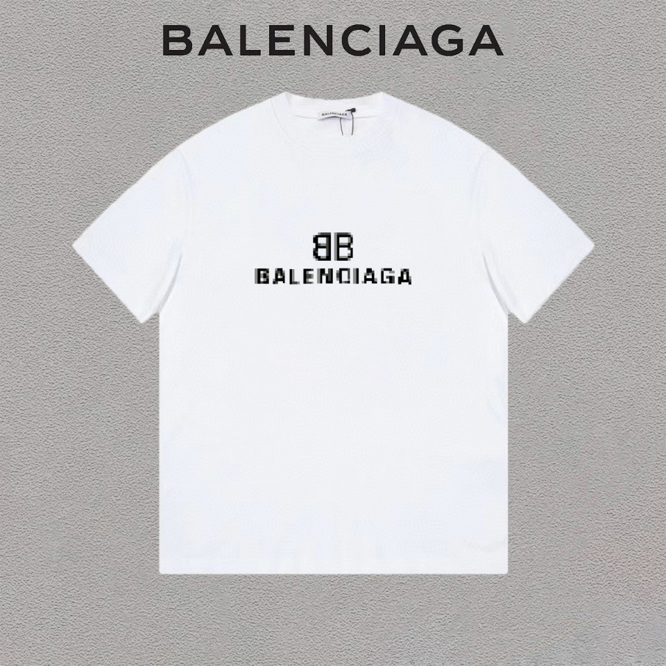 P75 Balenciaga/París camiseta de manga corta de cuello redondo simple con letras de logo estampadas unisex, etiqueta co…