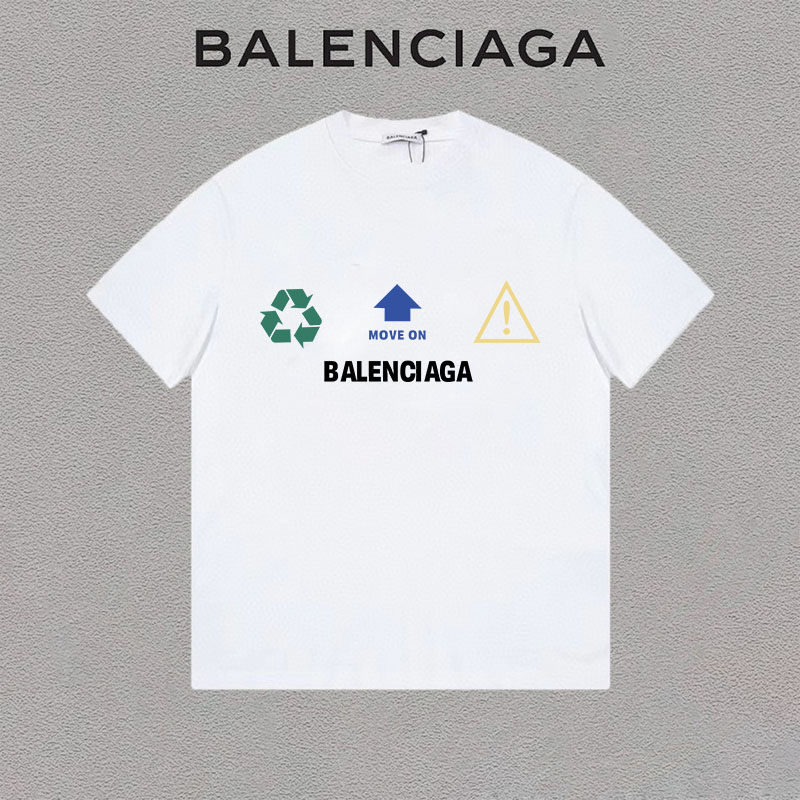 P75 Balenciaga/París camiseta de manga corta de cuello redondo simple con letras estampadas ecológicas unisex, etiqueta…