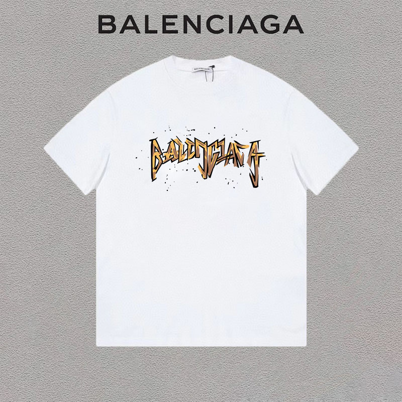 P75 Balenciaga/París camiseta de manga corta de cuello redondo simple con letras estampadas unisex, etiqueta colgante, …