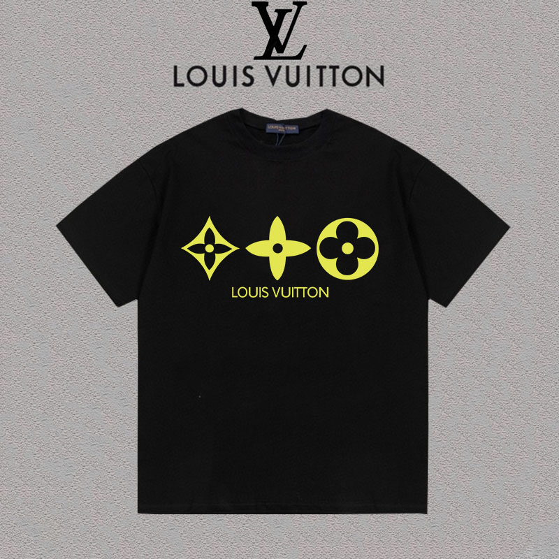 P75 Louis vuitton/Louis Vuitton Camiseta de cuello redondo de manga corta unisex con letras de estampado degradado, eti…