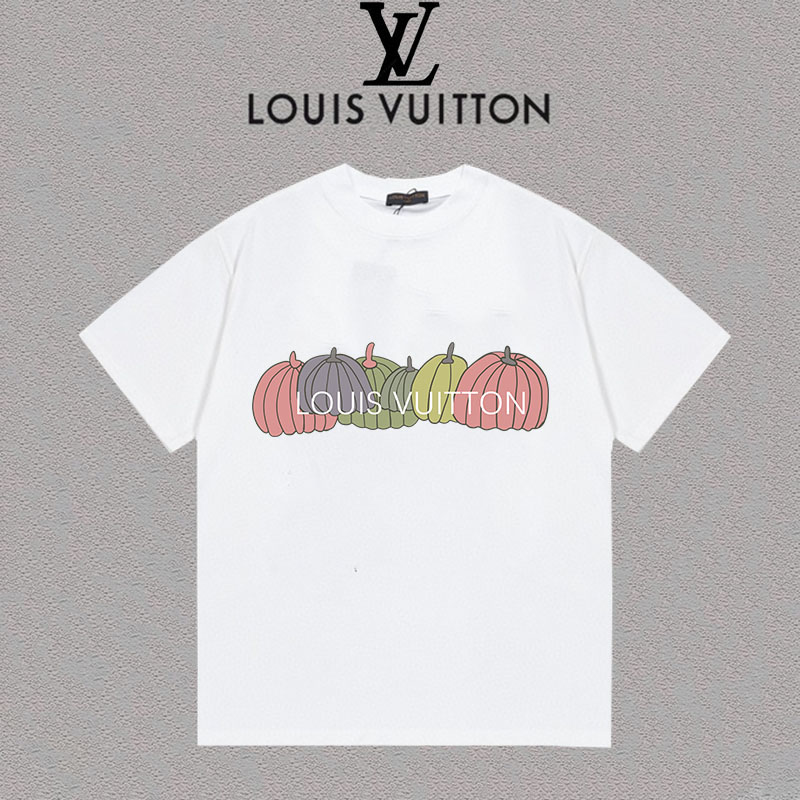 P75 Louis vuitton/Luis Vuitton Estampado Logo Letras Casual Cuello Redondo Camiseta de Manga Corta Unisex Etiqueta colg…