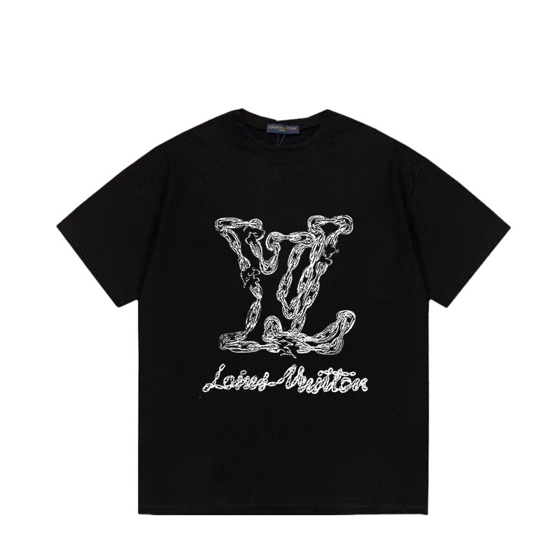 P70 Louis vuitton/Louis Vuitton Camiseta de manga corta unisex con estampado de letras y eslogan, etiqueta colgante, et…