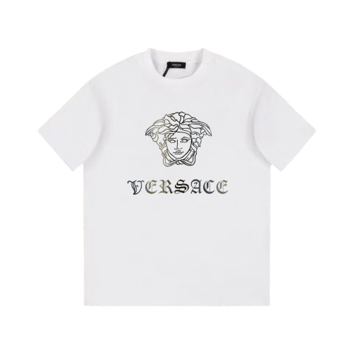 Versace Medusa Graphic Tee, Cotton Short Sleeve T-Shirt for Men and Women