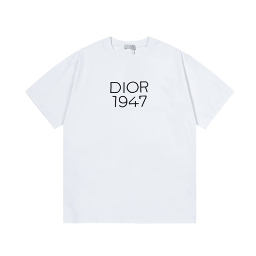 Dior 1947 Classic Embroidered Logo Short Sleeve T-Shirt Unisex