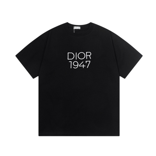 Dior 1947 Classic Embroidered Logo Short Sleeve T-Shirt - Unisex Style 1 Dior 1947 Classic Embroidered Logo Short Sleeve T-Shirt - Unisex Style