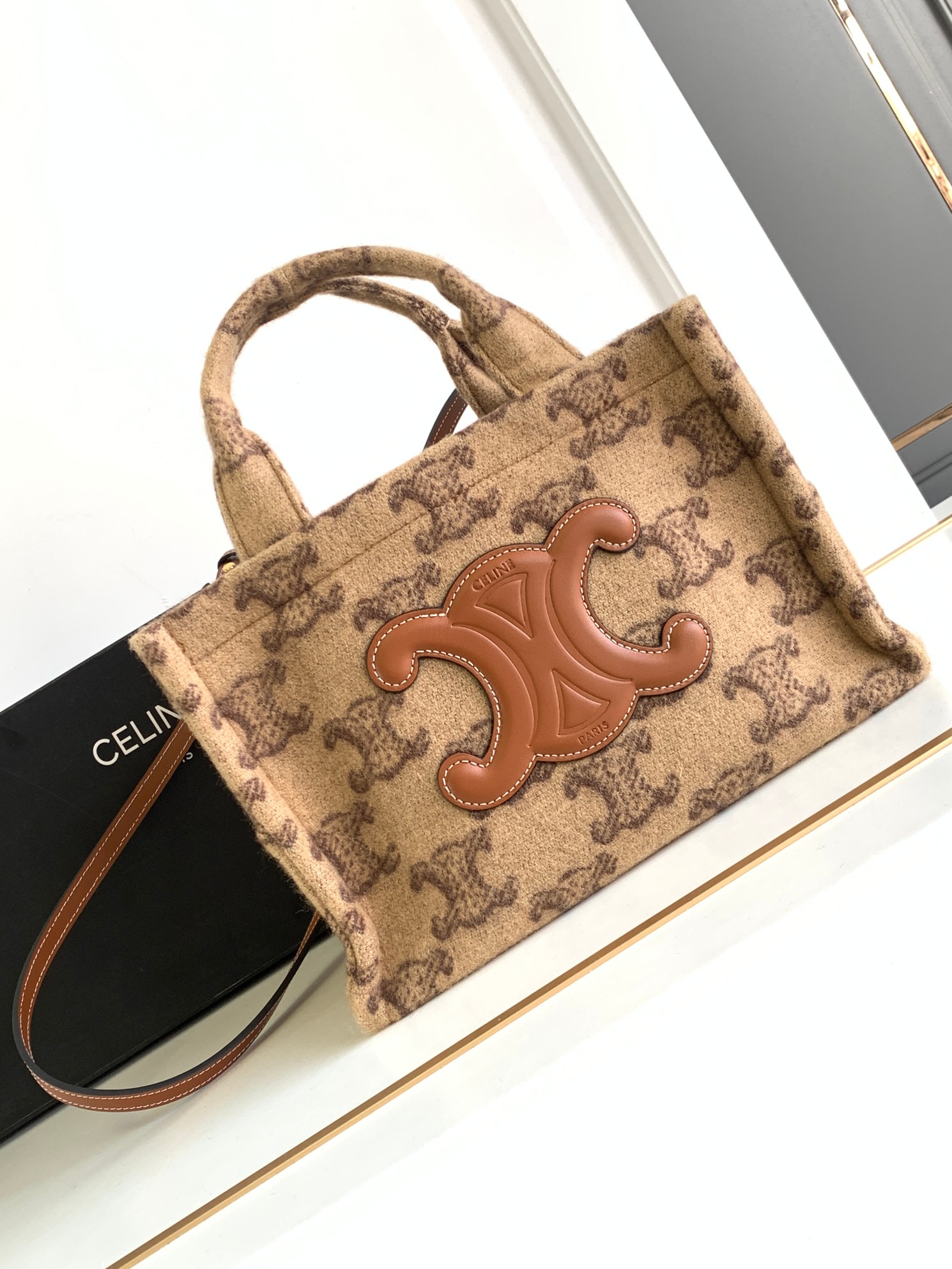 Cheap
 Celine Handbags Mini Bags Printing Cowhide Fabric Wool Fall/Winter Collection Cabas Thais