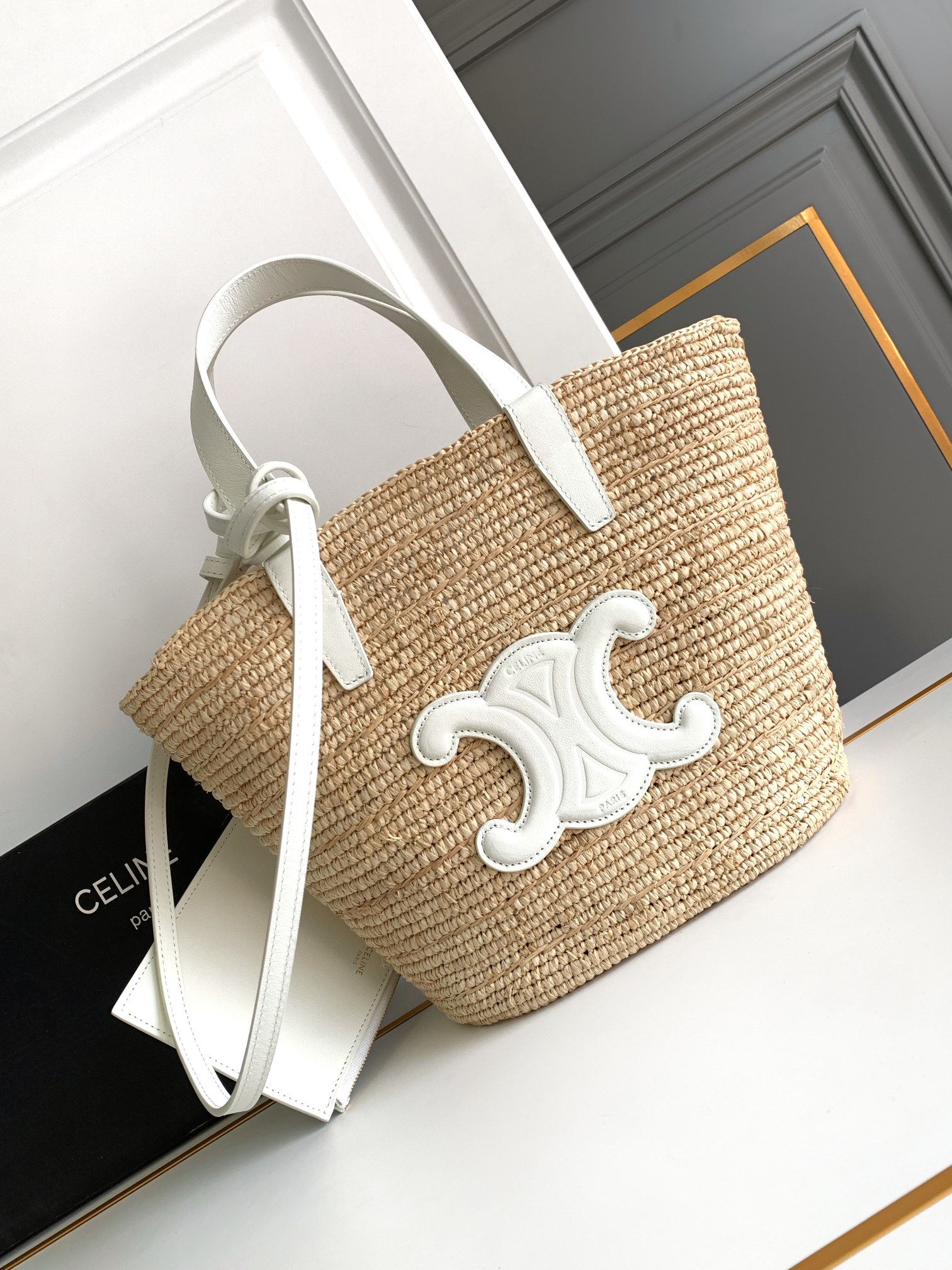 Celine Bags Handbags Gold Weave Cowhide Straw Woven Summer Collection Vintage