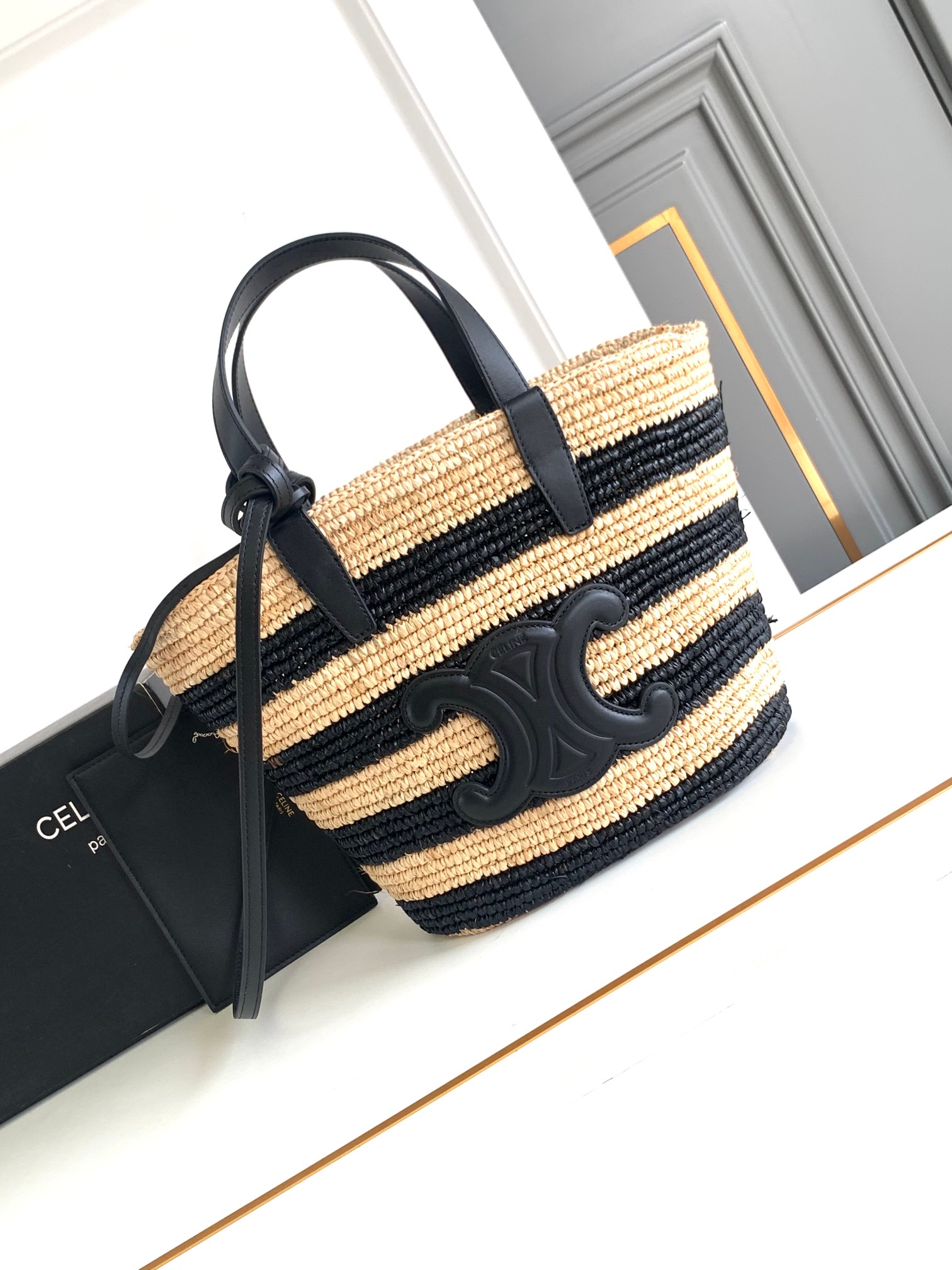 Celine Copy
 Bags Handbags Gold Splicing Cowhide Straw Woven Weave Summer Collection Vintage