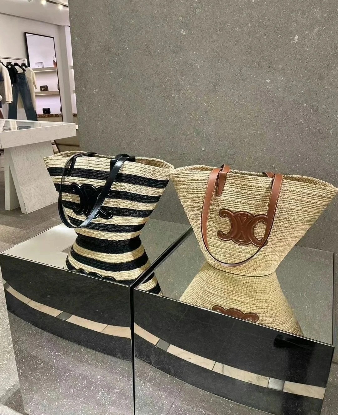 Celine Raffia large vegetable basket~