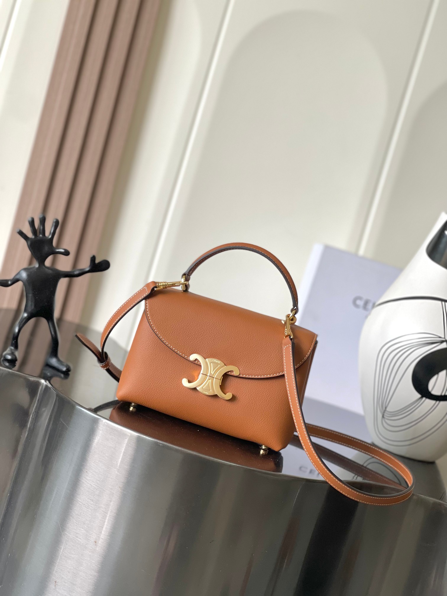 Celine Teen Nino Handbag: Soft Calfskin Leather, Triomphe Closure, Crossbody Bag 2 a1755079877615 3277