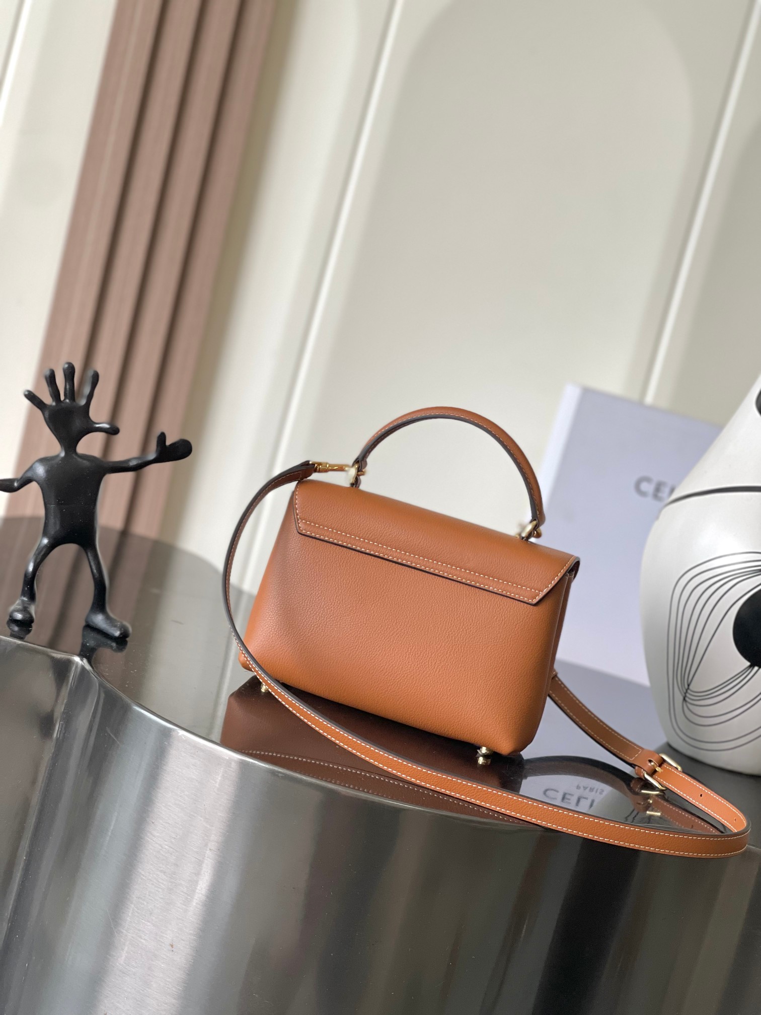 Celine Teen Nino Handbag: Soft Calfskin Leather, Triomphe Closure, Crossbody Bag 4 a1755079877694 3438