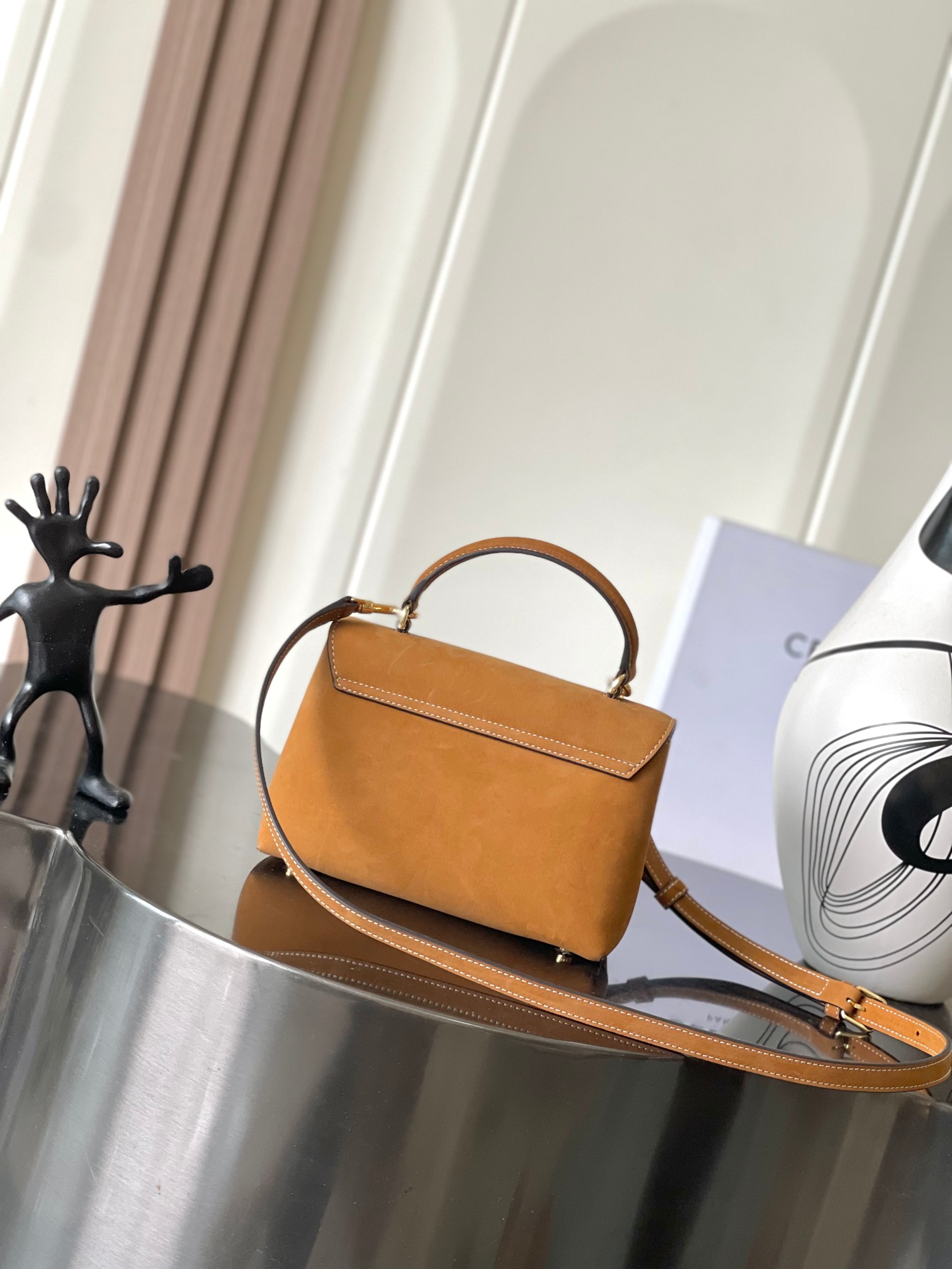 Celine Teen Nino Handbag in Tan Grained Calfskin with Triomphe Closure 4 a1755080473138 8754