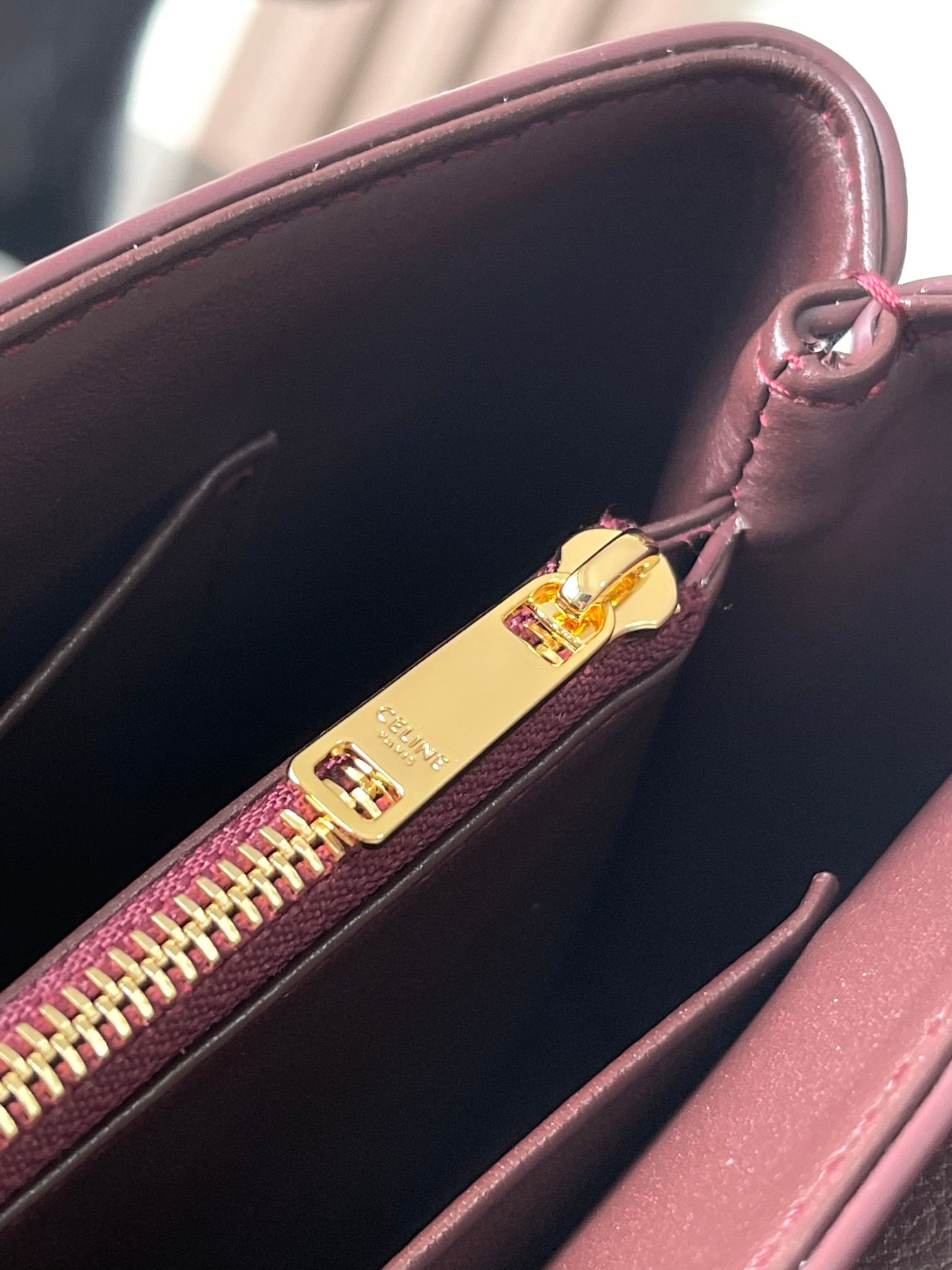 Celine Teen Nino Handbag: Elegant Burgundy Leather with Triomphe Clasp 9 a1758111131756 2815