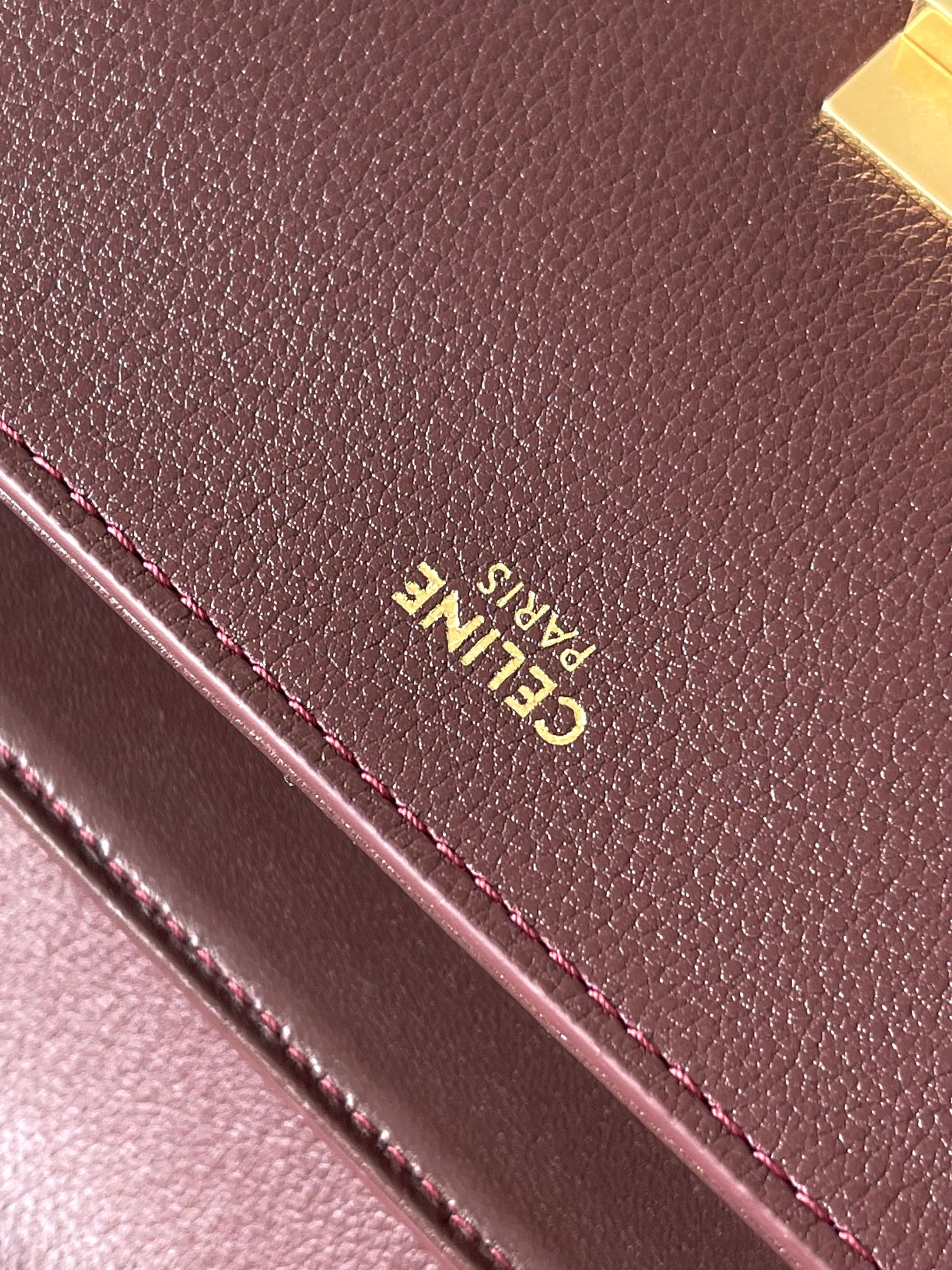 Celine Teen Nino Handbag: Elegant Burgundy Leather with Triomphe Clasp 6 a1758111131917 3825