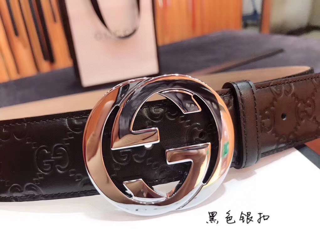 P185
Gucci 古奇官网经典  正品规格 ✨ 头层小牛皮压花  进口变色磨砂头层底 3.8cm
双G抛光亮面扣