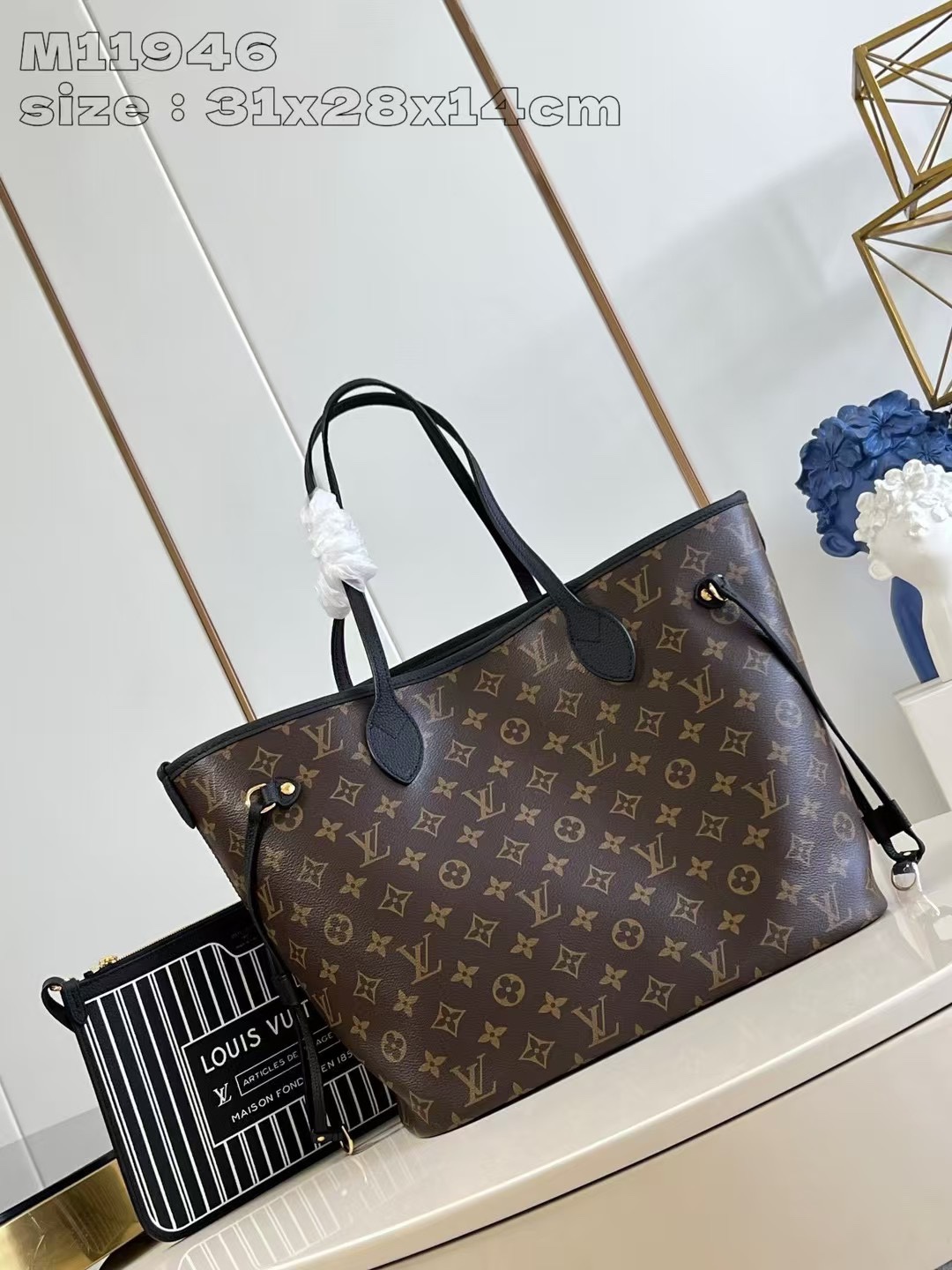 ✨✨Top original [exclusive real photos] M12061 brown Neverfull Inside Out medium handbag in Monogram canvas and grained …
