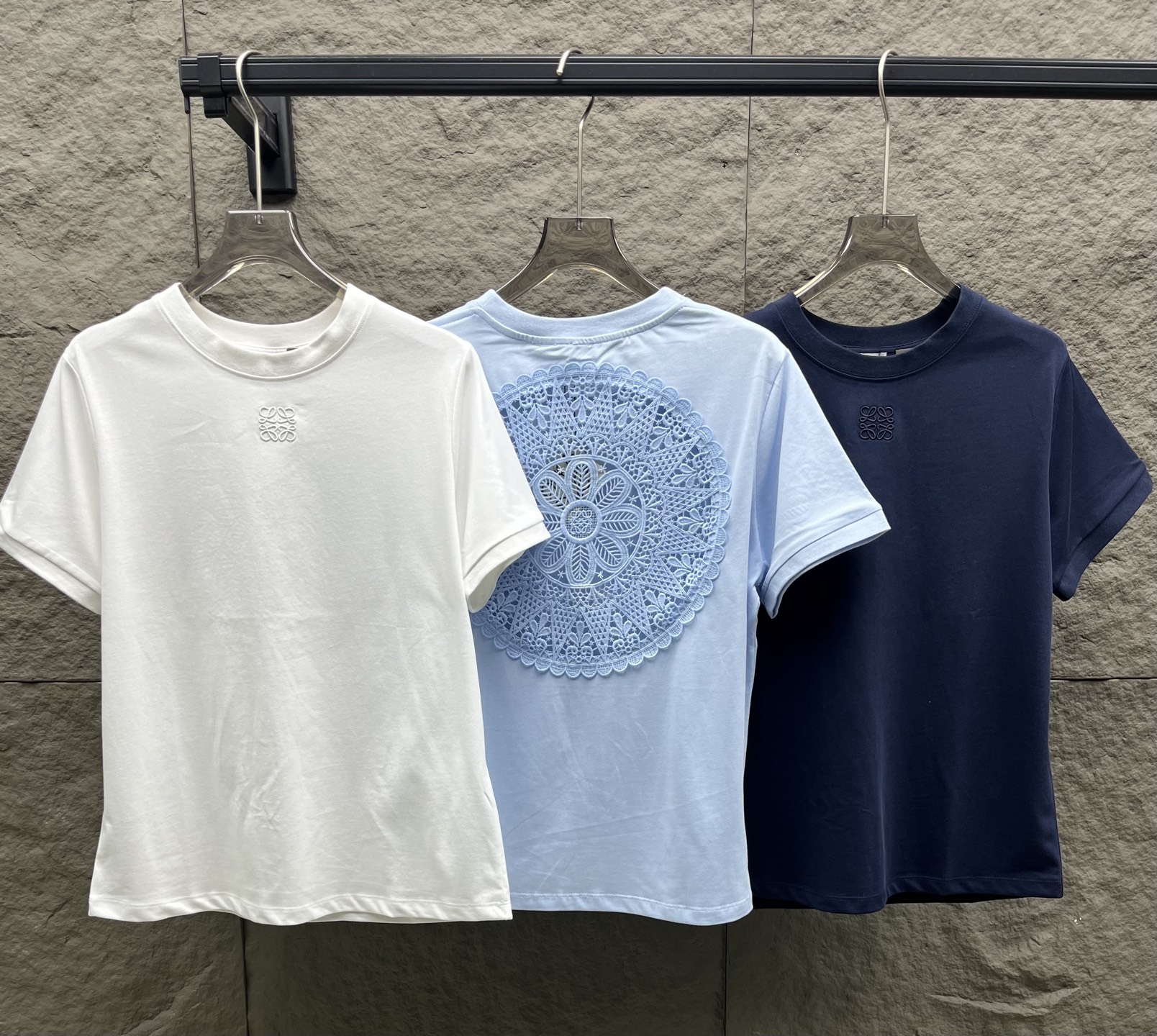 Loewe Women's Cotton T-Shirt with Embroidered and Cutout Floral Design