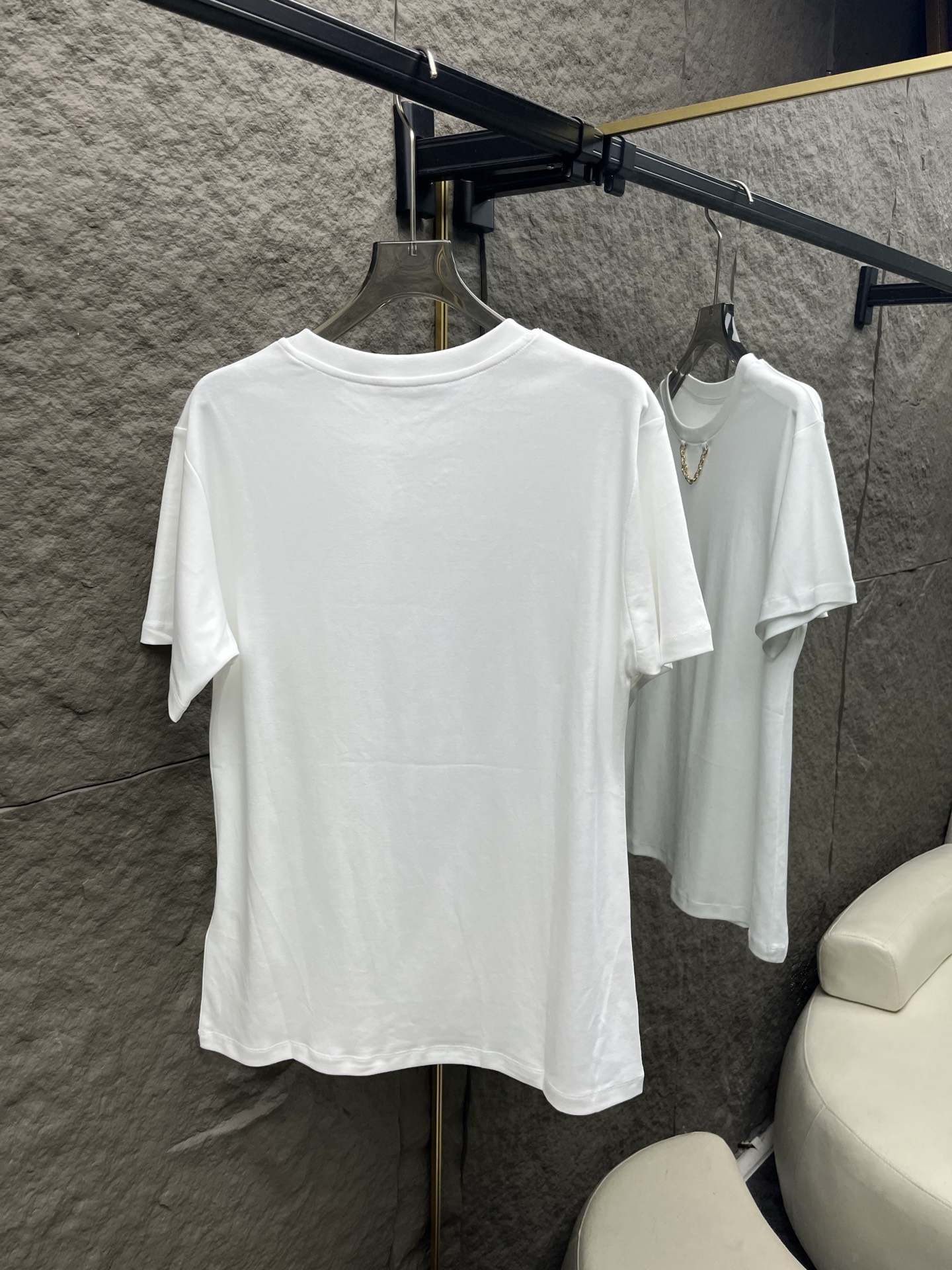 Louis Vuitton Inspired White Tee with Pattern Pocket and Necklace Detail 2 i1747063864210 4034 0 1