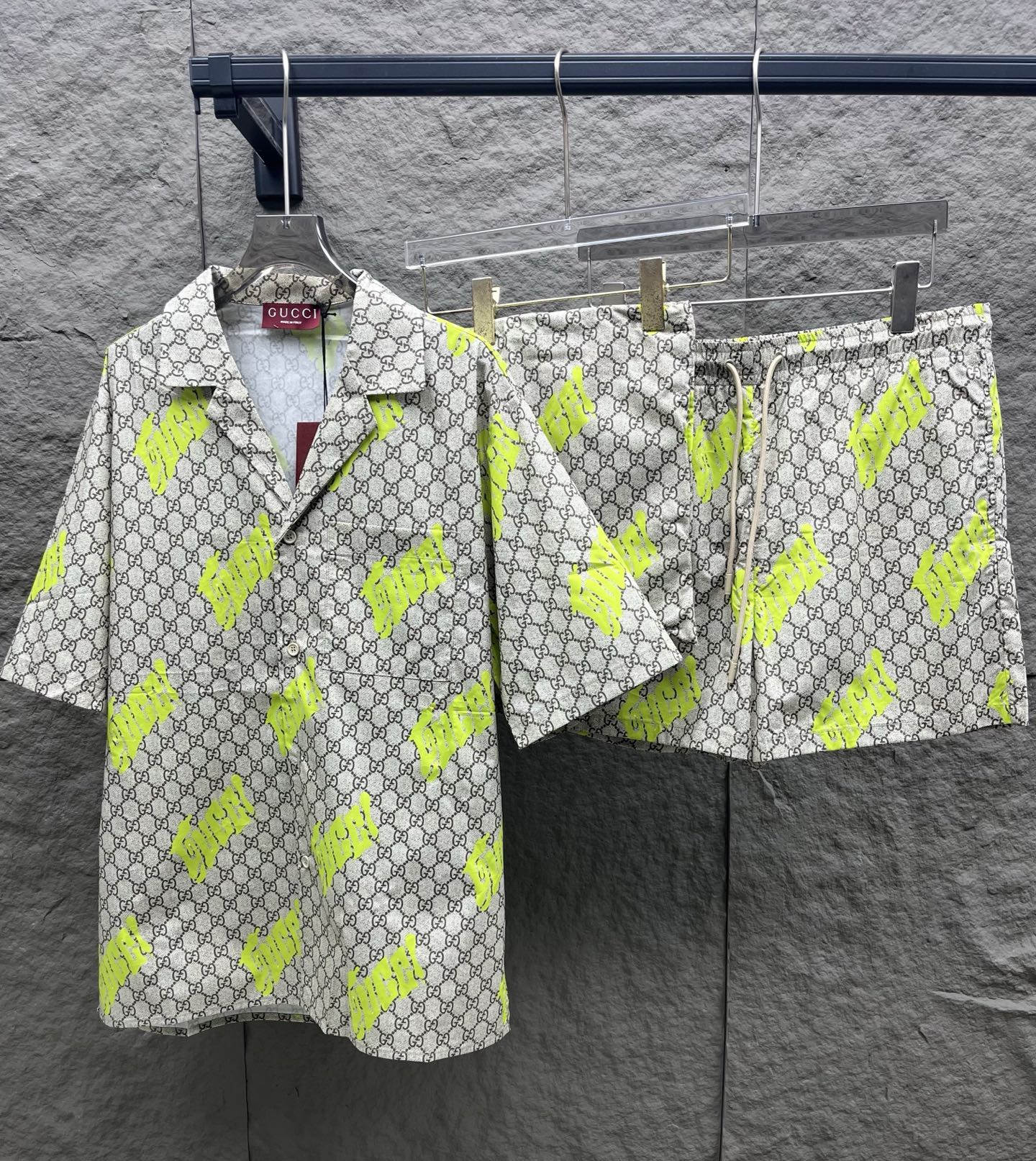 Gucci 2025SS Printed Short Sleeve Shirt & Shorts Set - Classic Brown