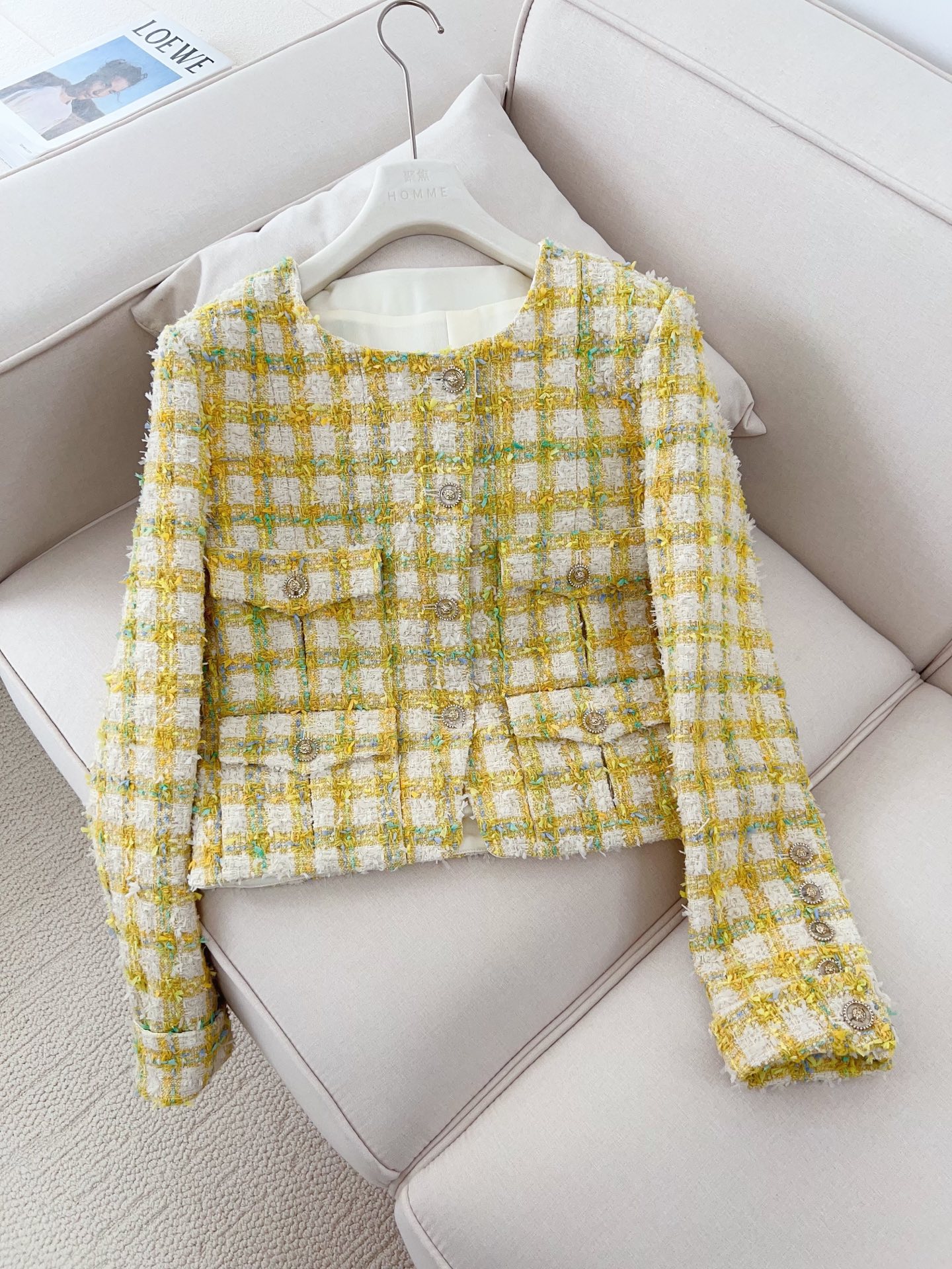 Elegante Chaqueta de Tweed a Cuadros para Mujer - Diseño Premium