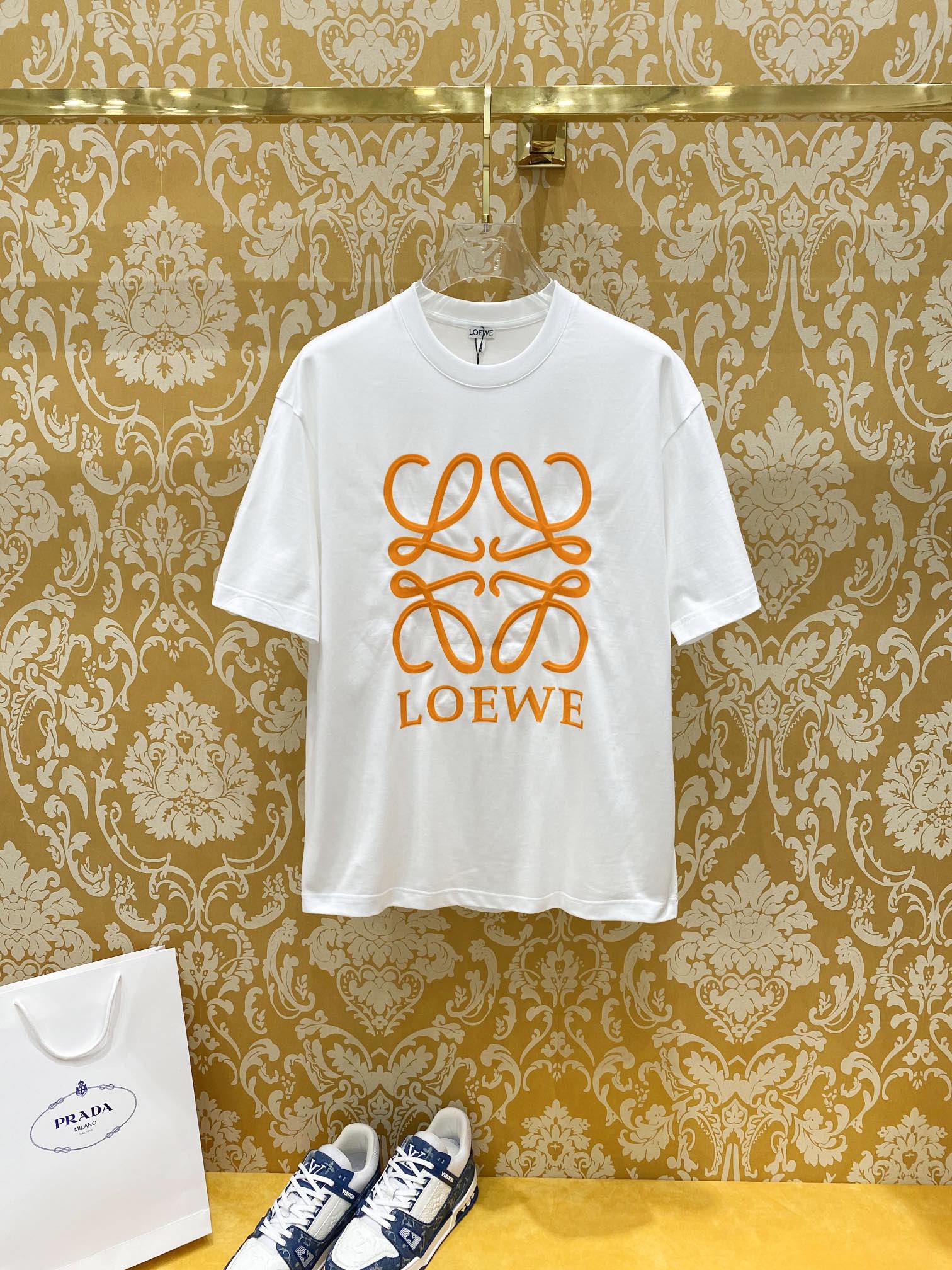 Loewe Store
 Clothing T-Shirt Cotton Mercerized Spring/Summer Collection Fashion Short Sleeve