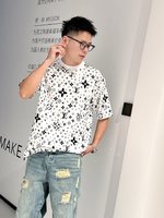 Clothing T-Shirt Black White Unisex Cotton Spring/Summer Collection Fashion Short Sleeve