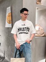 Clothing T-Shirt AAA Quality Replica
 Black White Unisex Cotton Spring/Summer Collection Fashion Short Sleeve
